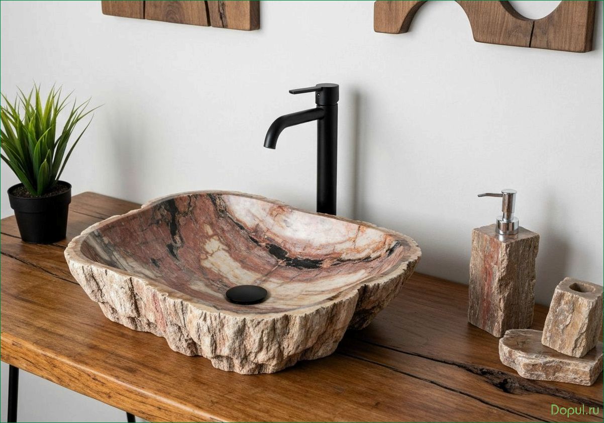 Преимущества и особенности раковин из окаменелого дерева для современных интерьеров
