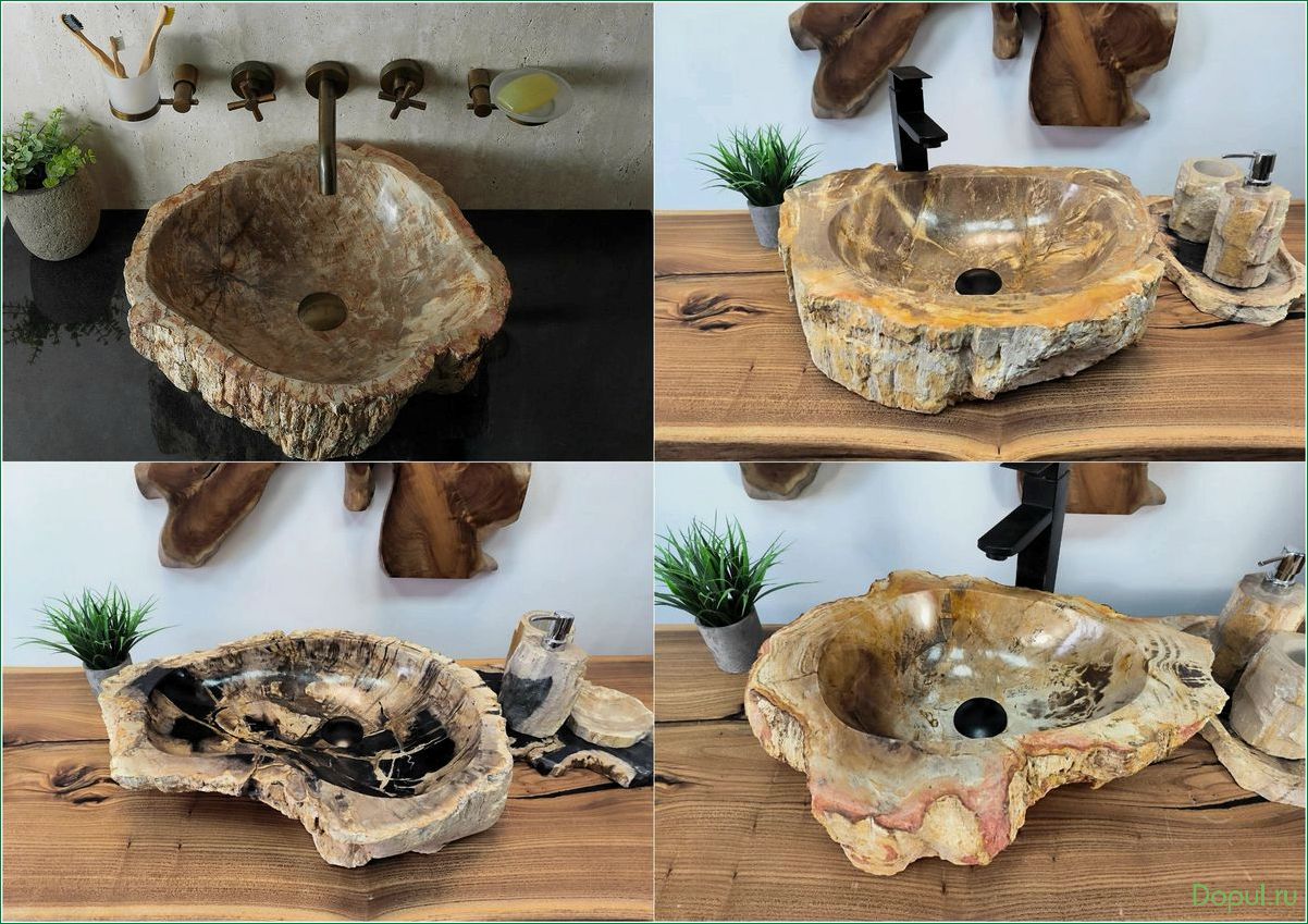 Преимущества и особенности раковин из окаменелого дерева для современных интерьеров